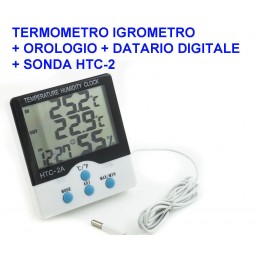 TERMOMETRO IGROMETRO HTC1 DA INTERNO DIGITALE TEMPERATURA UMIDITA' ORA DATA  CASA